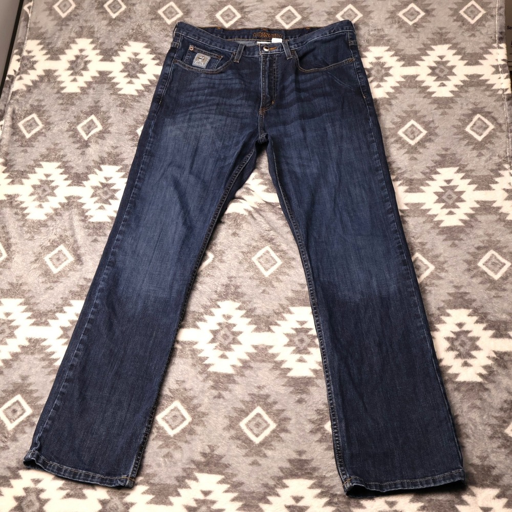 Cinch Silver Label Jeans Mens 34x32 Dark Wash Straight Leg Western Cowboy